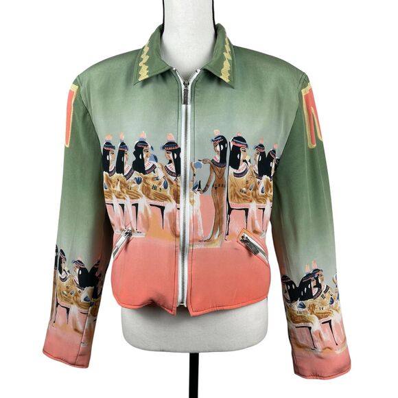 Fortune 88 by Phillip Prince Women's Jacket Size Large Egyptian Theme 100% Silk - Picture 1 of 14